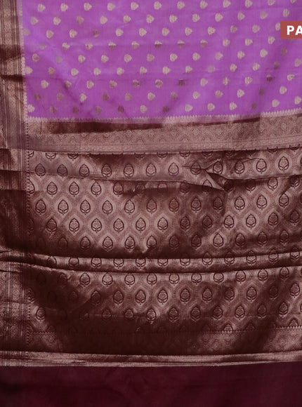 Banarasi semi silk saree lavender shade and wine shade with allover thread & zari woven buttas and long zari woven border