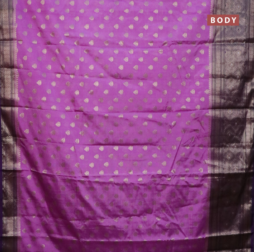 Banarasi semi silk saree lavender shade and violet with allover thread & zari woven buttas and long zari woven border