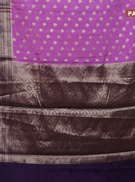 Banarasi semi silk saree lavender shade and violet with allover thread & zari woven buttas and long zari woven border