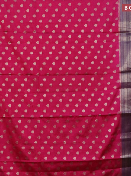 Banarasi semi silk saree pink and violet with allover thread & zari woven buttas and long zari woven border