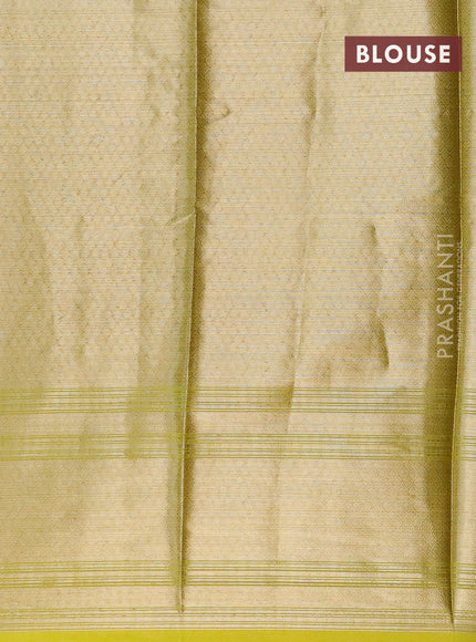 Banarasi semi silk saree wine shade and lime yellow with allover thread & zari woven buttas and long zari woven border