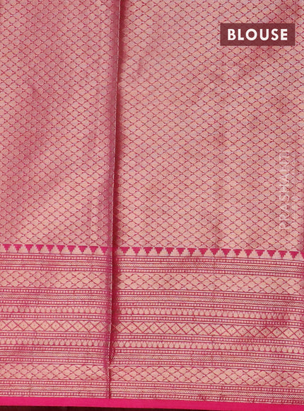 Banarasi semi silk saree yellow and pink with allover zari weaves and long zari woven border