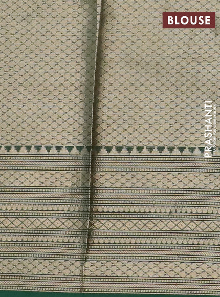 Banarasi semi silk saree light green and dark green with allover zari weaves and long zari woven border