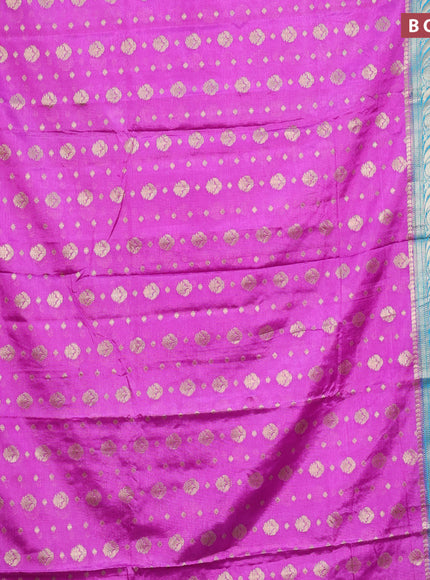 Banarasi semi silk saree mild purple shade and teal blue with allover thread & zari woven buttas and long zari woven border