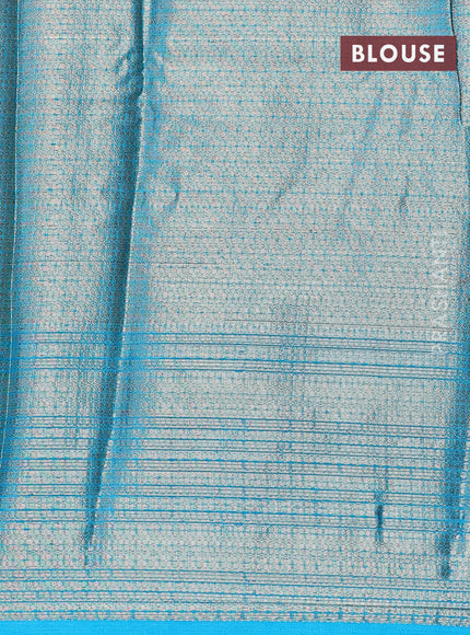 Banarasi semi silk saree mild purple shade and teal blue with allover thread & zari woven buttas and long zari woven border