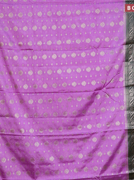 Banarasi semi silk saree lavender and bottle green with allover thread & zari woven buttas and long zari woven border