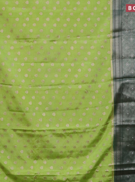 Banarasi semi silk saree light green and bottle green with allover thread & zari woven buttas and long woven border