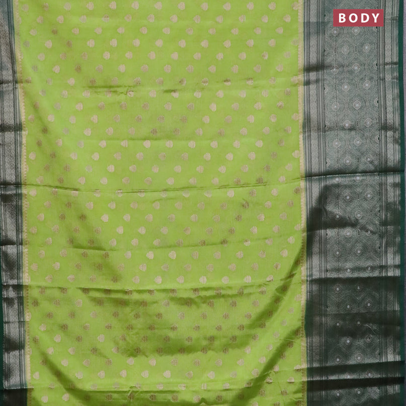 Banarasi semi silk saree light green and bottle green with allover thread & zari woven buttas and long woven border