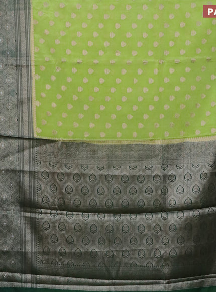 Banarasi semi silk saree light green and bottle green with allover thread & zari woven buttas and long woven border