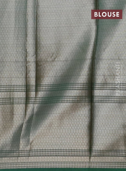 Banarasi semi silk saree light green and bottle green with allover thread & zari woven buttas and long woven border