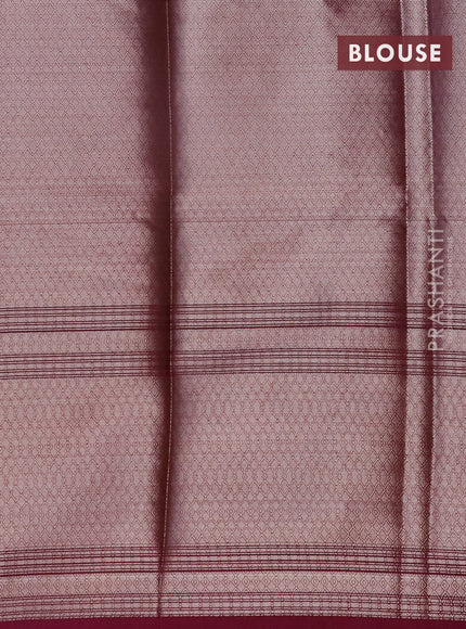 Banarasi semi silk saree light pink and wine shade with allover thread & zari woven buttas and long woven border