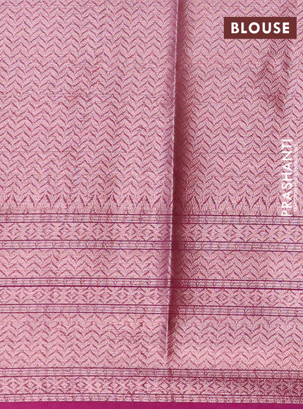 Banarasi semi silk saree lime yellow and purple with allover zari woven buttas and zari woven border