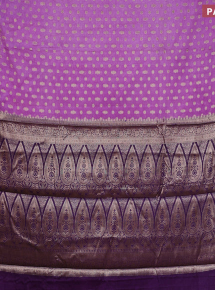 Banarasi semi silk saree lavender and deep violet with allover thread & zari woven buttas and woven border