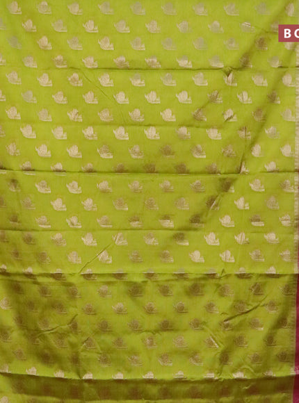 Banarasi semi silk saree lime green and pink with allover thread & zari woven buttas and woven border