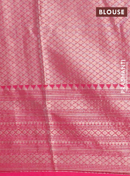 Banarasi semi silk saree lime green and pink with allover thread & zari woven buttas and woven border