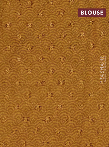 Semi crepe saree mustard shade and maroon shade with zari weaves and long kalamkari printed zari border