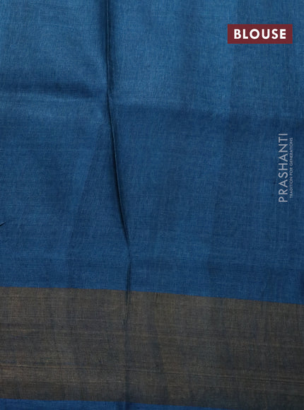 Pure tussar silk saree beige and cs blue with allover prints and zari woven border