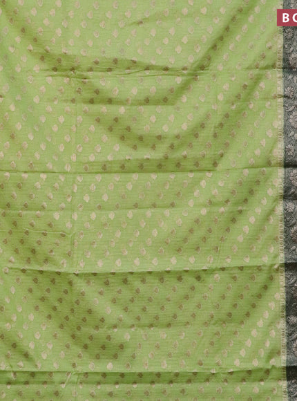 Banarasi semi silk saree light green and bottle green with allover thread & zari woven buttas and zari woven border