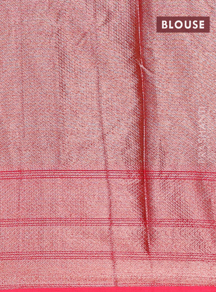 Banarasi semi silk saree bottle green and red with allover thread & zari woven buttas and zari woven border