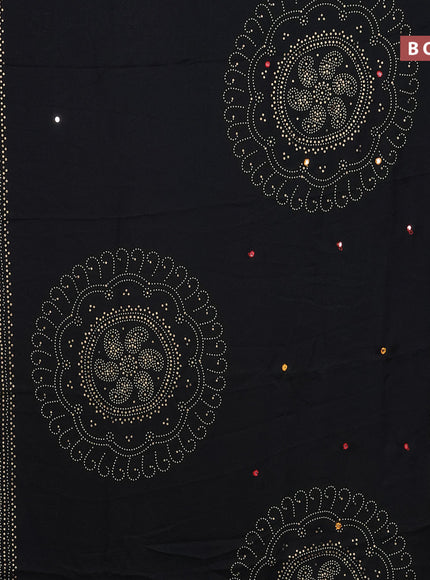 Semi georgette saree black with allover bandhani prints and mirror work printed border