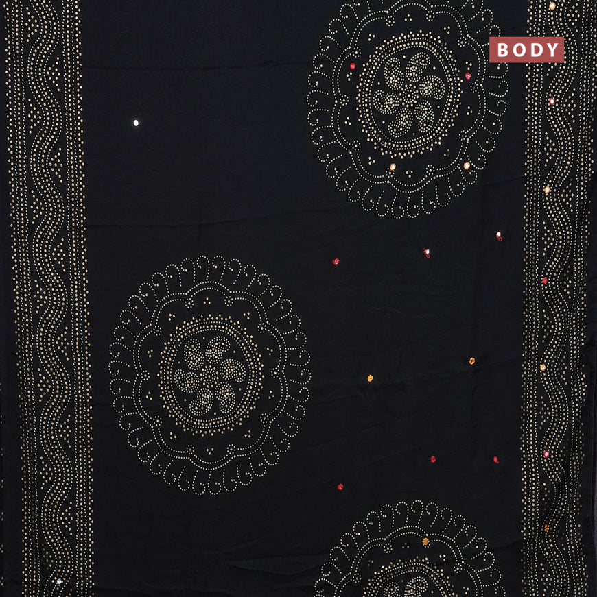 Semi georgette saree black with allover bandhani prints and mirror work printed border