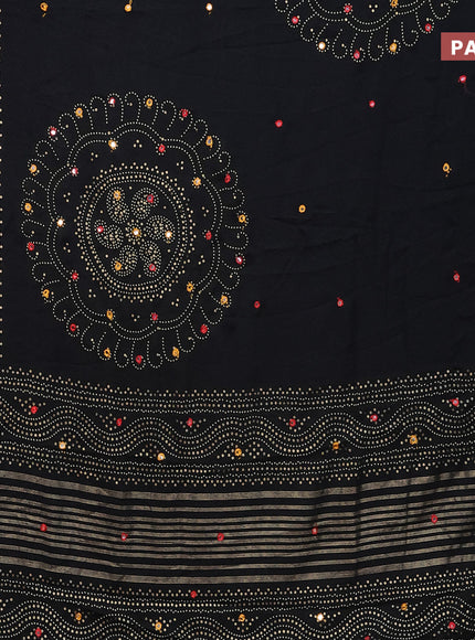 Semi georgette saree black with allover bandhani prints and mirror work printed border