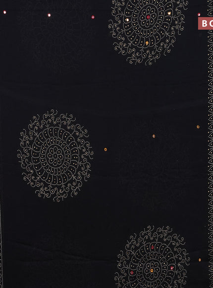 Semi georgette saree black with allover bandhani prints and mirror work printed border