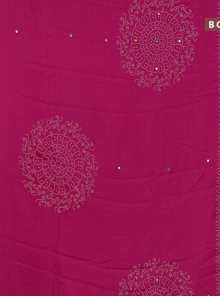 Semi georgette saree pink with allover bandhani prints and mirror work printed border