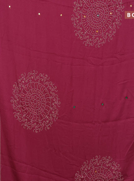 Semi georgette saree onion pink with allover bandhani prints and mirror work printed border