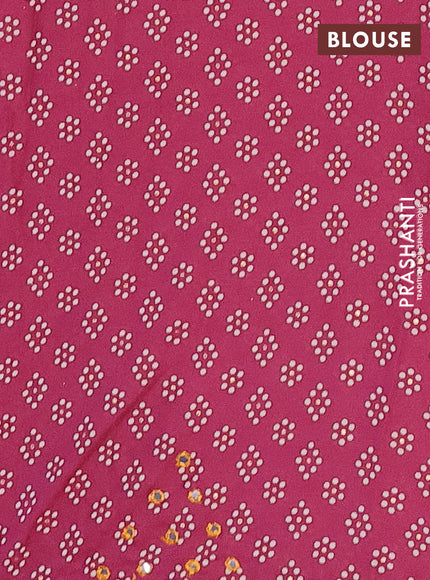 Semi georgette saree onion pink with allover bandhani prints and mirror work printed border