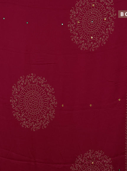 Semi georgette saree dark pink with allover bandhani prints and mirror work printed border