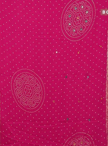 Semi georgette saree pink with allover bandhani prints and mirror work printed border