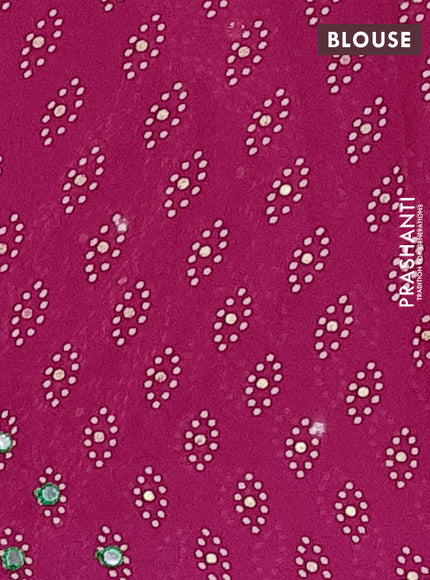 Semi georgette saree pink with allover bandhani prints and mirror work printed border