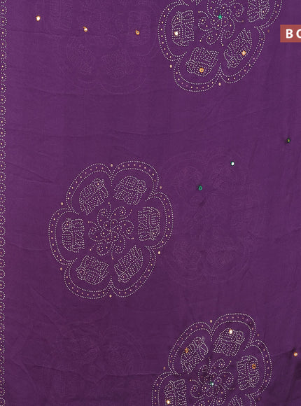 Semi georgette saree pastel violet with allover bandhani prints and mirror work printed border