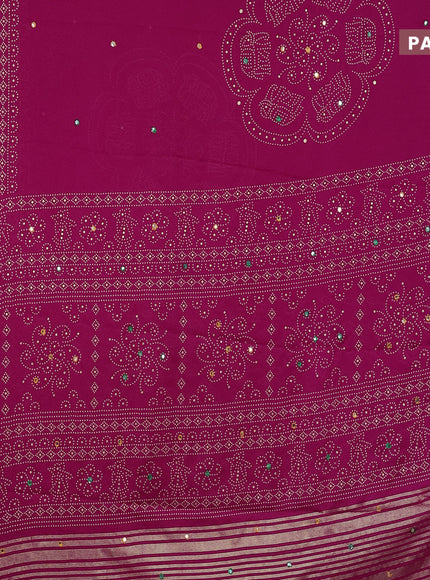 Semi georgette saree pink with allover bandhani prints and mirror work printed border