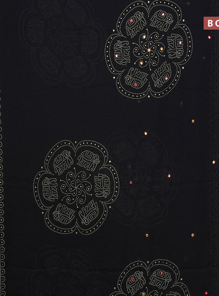 Semi georgette saree black with allover bandhani prints and mirror work printed border