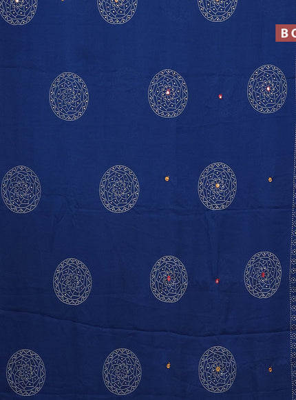 Semi georgette saree peacock blue with allover bandhani prints and mirror work printed border