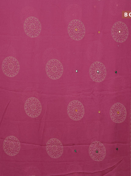 Semi georgette saree mauve pink with allover bandhani prints and mirror work printed border