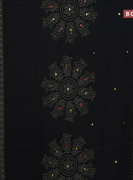 Semi georgette saree black with allover bandhani prints and mirror work printed border