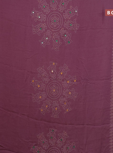 Semi georgette saree mauve pink with allover bandhani prints and mirror work printed border