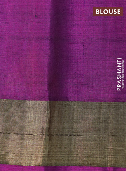 Ikat soft silk saree cream and purple with allover ikat weaves and long ikat woven zari border