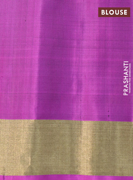 Ikat soft silk saree off white and purple with allover ikat weaves and zari woven border