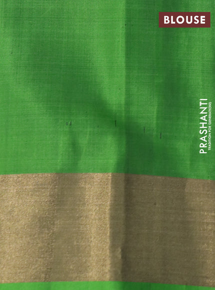 Ikat soft silk saree cs blue and green with allover ikat weaves and zari woven border