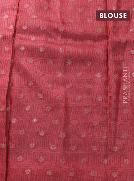 Semi mysore silk saree maroon and peach pink with allover kalamkari prints and zari woven butta border