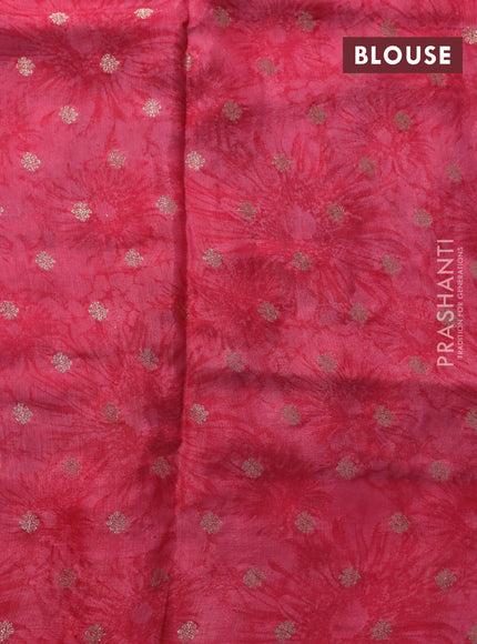 Semi mysore silk saree maroon and pink with allover floral prints and zari woven butta border