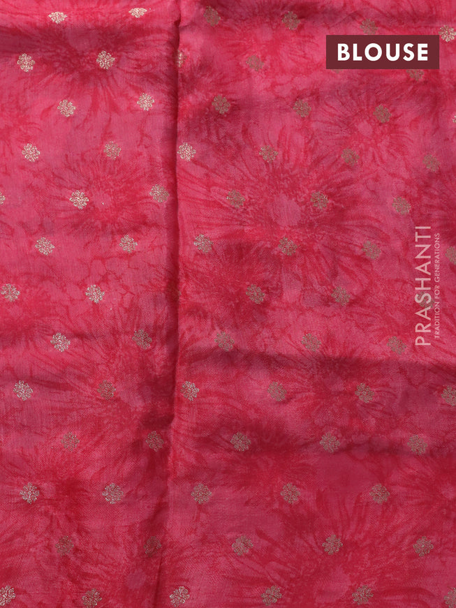 Semi mysore silk saree maroon and pink with allover floral prints and zari woven butta border