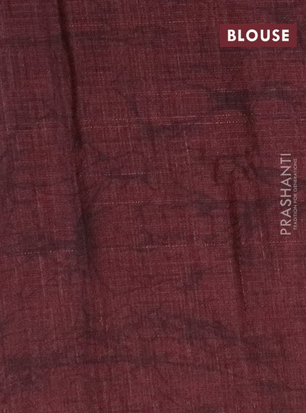 Jute cotton saree beige and maroon with allover kalamkari prints and simple border