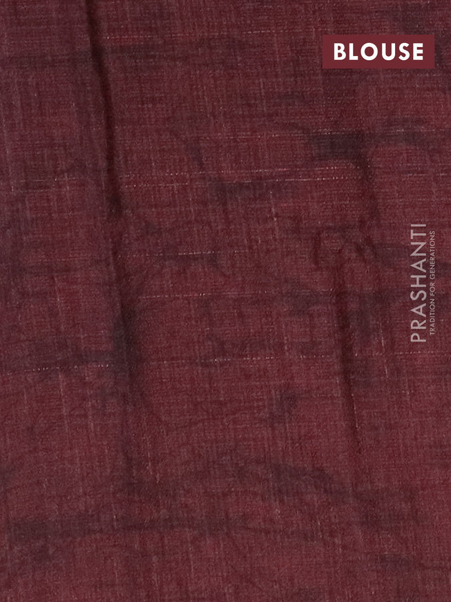 Jute cotton saree beige and maroon with allover kalamkari prints and simple border