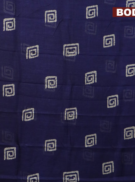 Jute cotton saree blue with batik butta prints and printed border