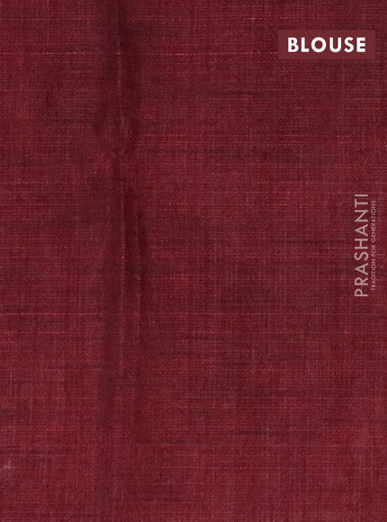 Jute cotton saree deep maroon with allover leaf prints and simple border